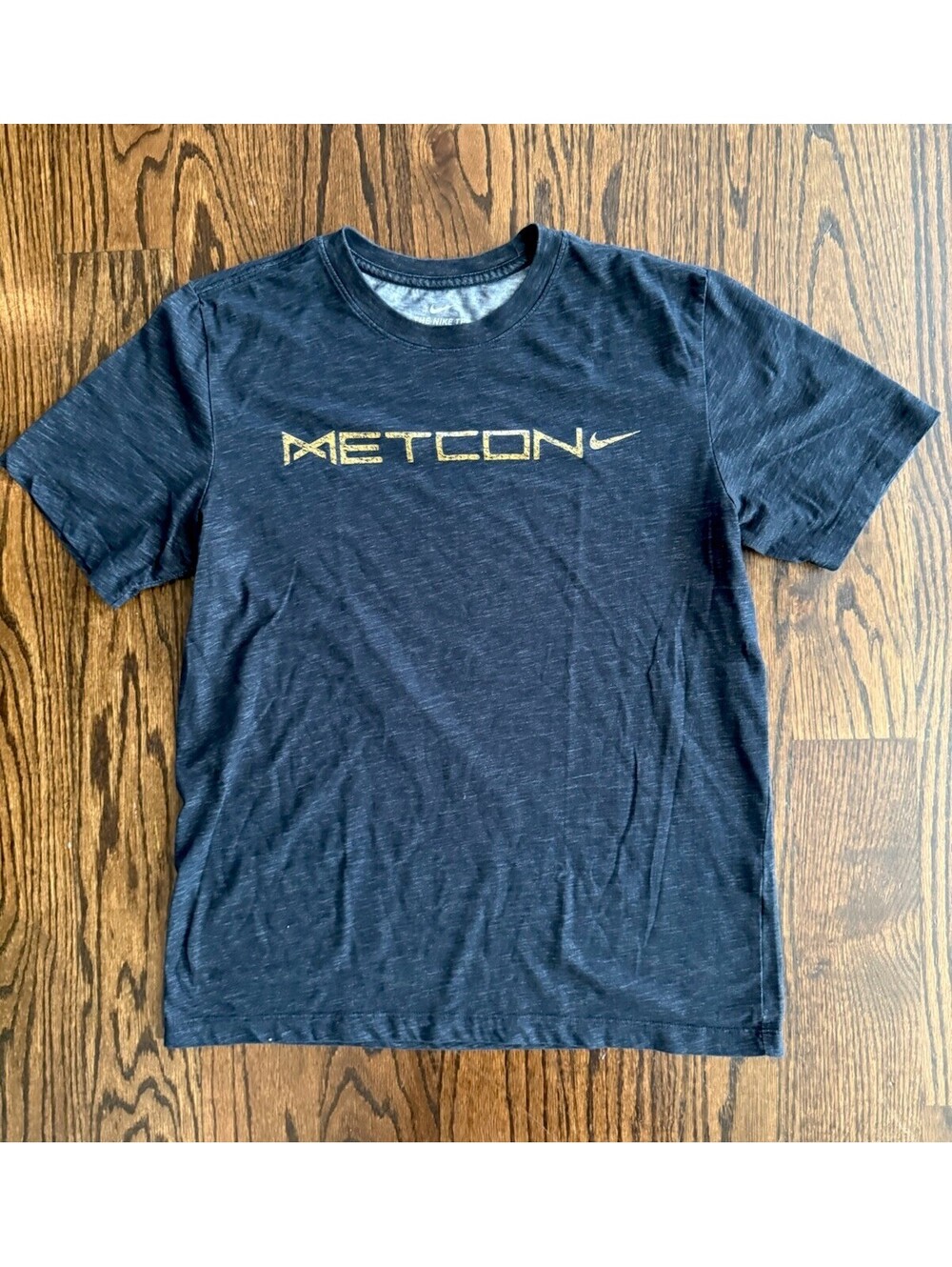 Nike Metcon Dri-FIT T-Shirt Men's Medium Black Gold Logo Training Gym Tee